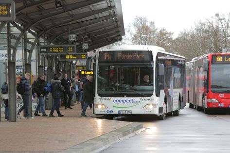 Die Stadtbus Linie 14 am Flensburger ZOB