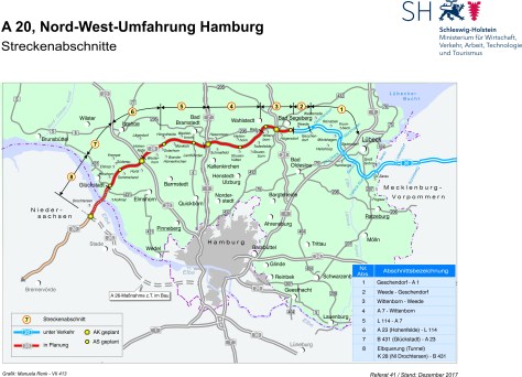 A 20, Linie+Abschnitte