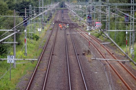 Bahnstrecke von Flensburg nach Padborg in Dänemark.